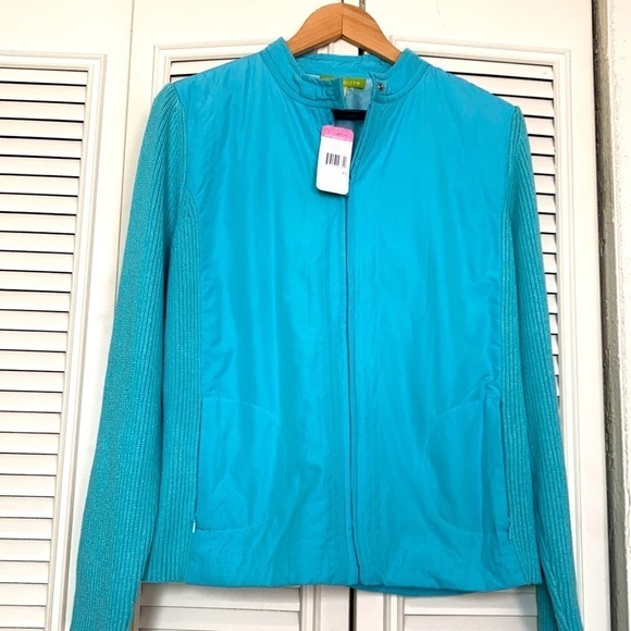 SIGRID OLSEN  Turquoise front zippered Jacket XL NWT $159 - Picture 3 of 9